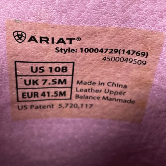 Ariat Fatbaby II Black Deertan & Purple Leather Western Boots 10004729 - Picture 10 of 12